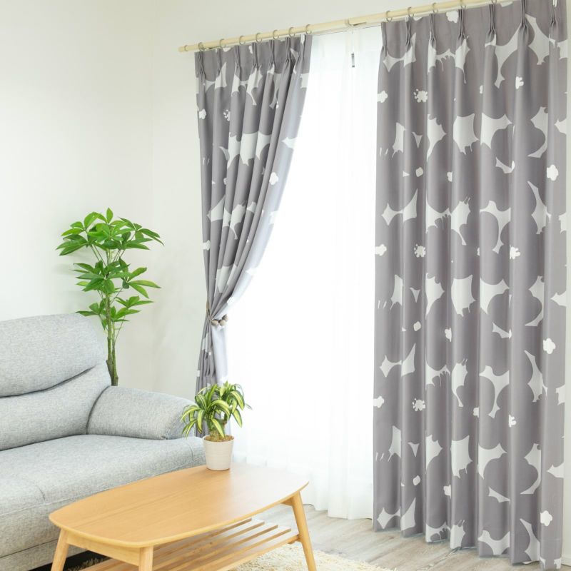 花柄プレマイドカーテン 190x175cm　2枚組 幅150cm×2枚】 綿混 花柄 レースカーテン 日本製 おしゃれ カーテン