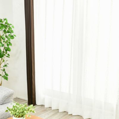 やわらかな光を取り込む、生成りレースカーテン L2793 洗える ミラー UVカット 遮像 採光 遮熱 ナチュラル レース